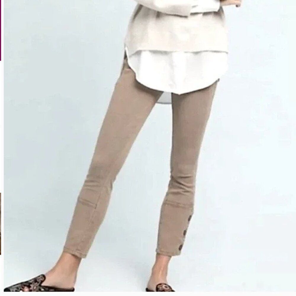 NWT Anthropologie Utility Stretch Ankle Button Pants Sz 26 Fine Ribbed Corduroy